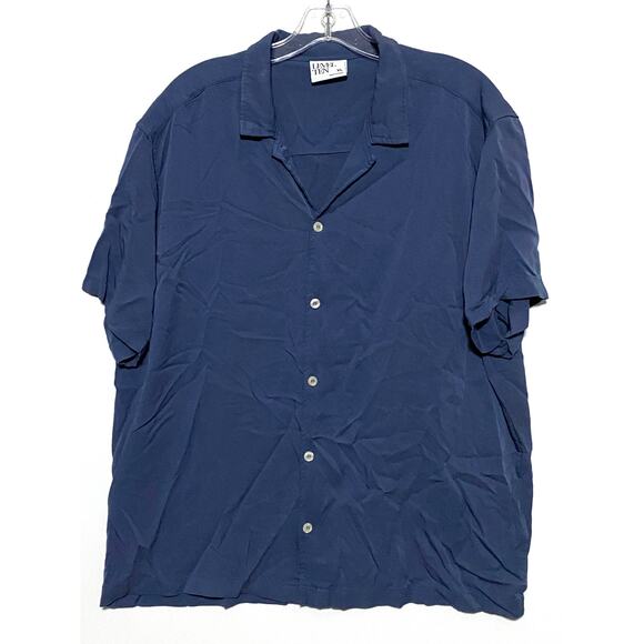 Level Ten Button Front Camp Shirt Blue Rayon Button Front LTCP-1116 Mens Size XL - Picture 1 of 6